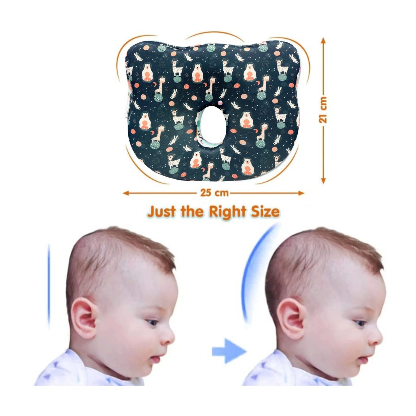 Dark Blue Space Animals Memory Foam Cotton Baby Pillow