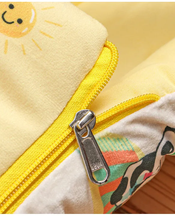 Cream and Yellow Baby Sleeping Bag with Hood and Zip