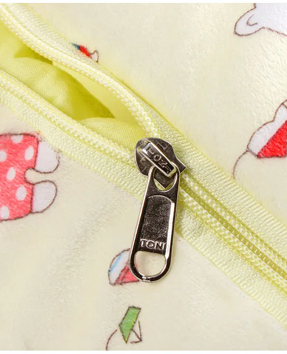 Cream and Yellow Cotton Baby Sleeping Bag with Hood and Zip