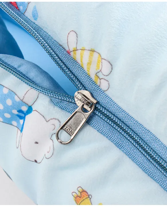 Light Blue Baby Sleeping Bag with Hood and Zip