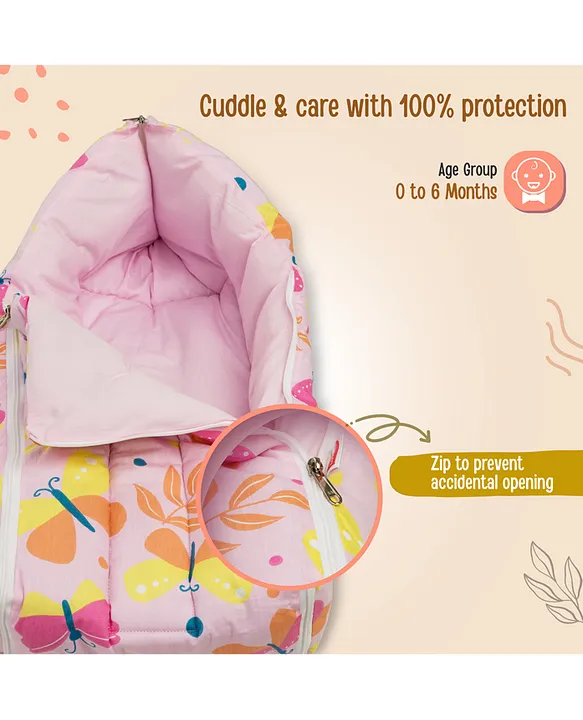 Light Pink Baby Sleeping Bag with Hood and Zip