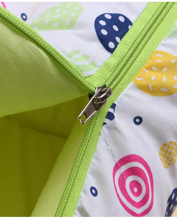 White and Green Baby Sleeping Bag with Hood and Zip
