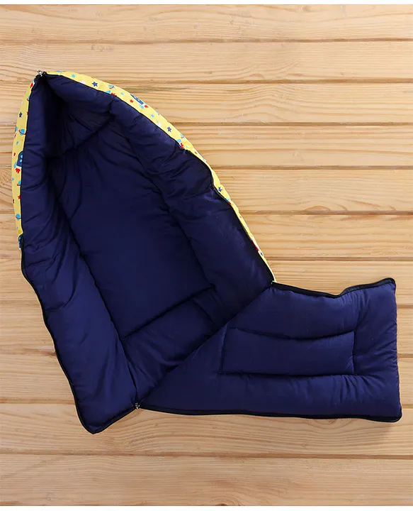 Yellow and Navy Baby Sleeping Bag with Hood and Zip