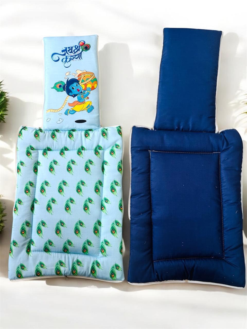 Light Blue and Navy Blue Cotton Baby Sleeping Bag with Hood and Zip