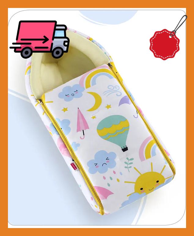 White and Yellow Baby Sleeping Bag with Hood and Zip