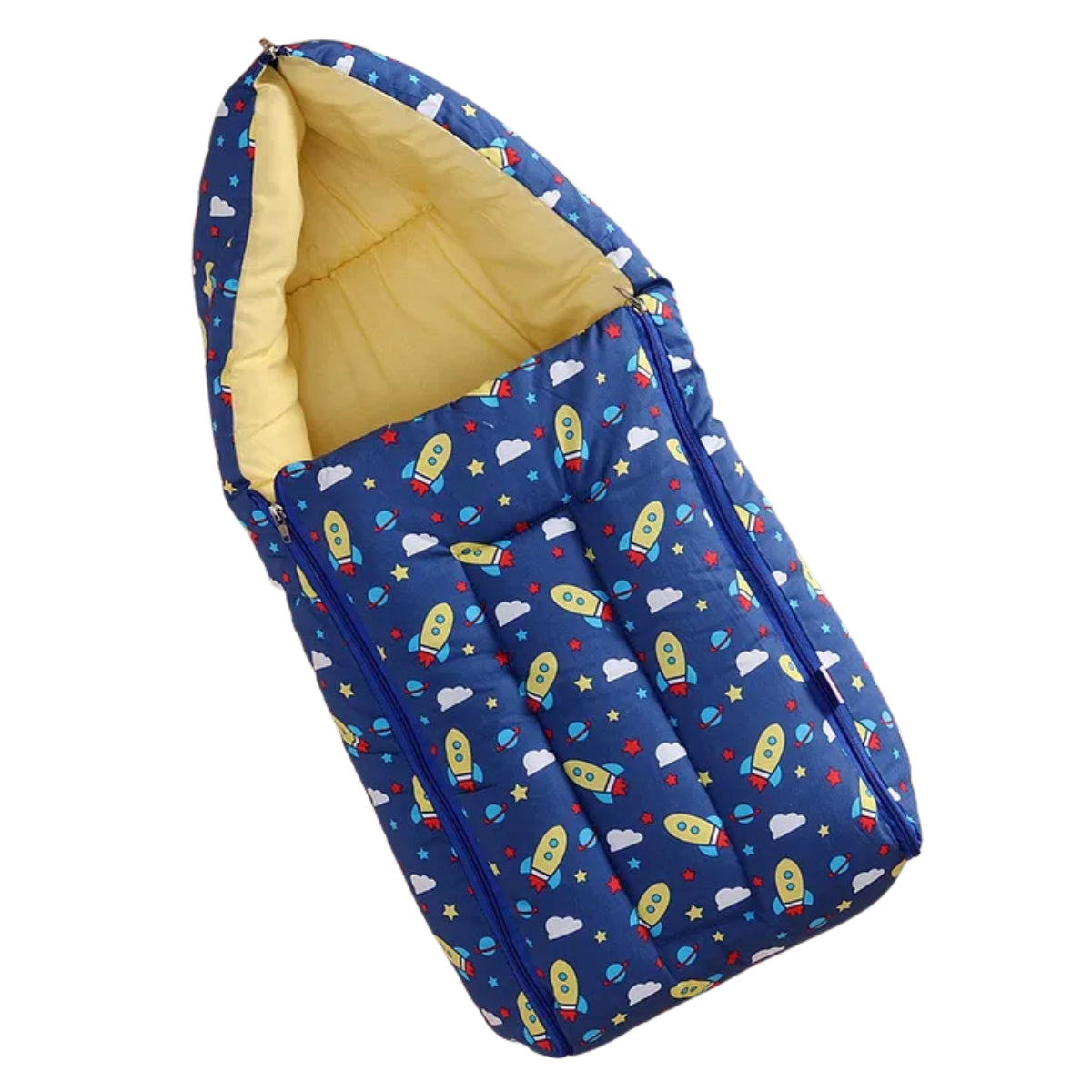 Blue Cotton Baby Sleeping Bag with Hood  and Zip