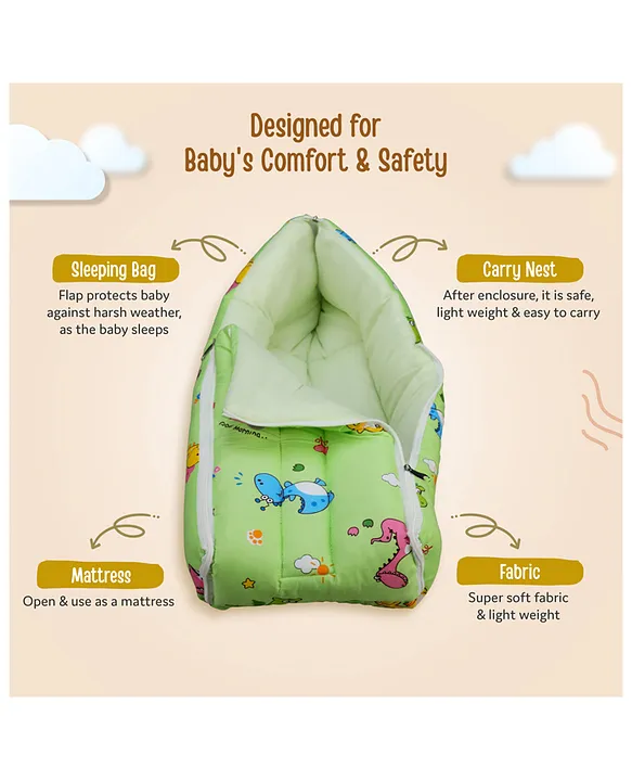 Light Green Baby Sleeping Bag with Hood  and Zip