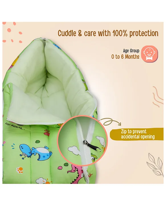 Light Green Baby Sleeping Bag with Hood  and Zip