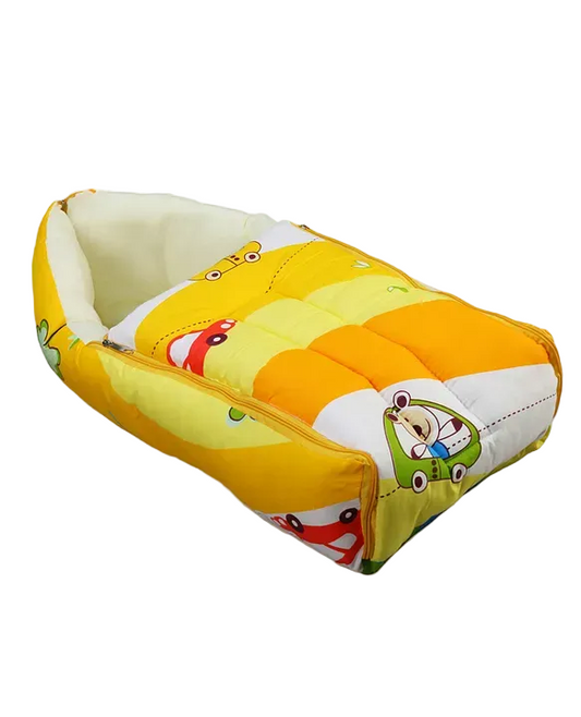 Bright Yellow and Cream Baby Sleeping Bag with Hood  and Zip