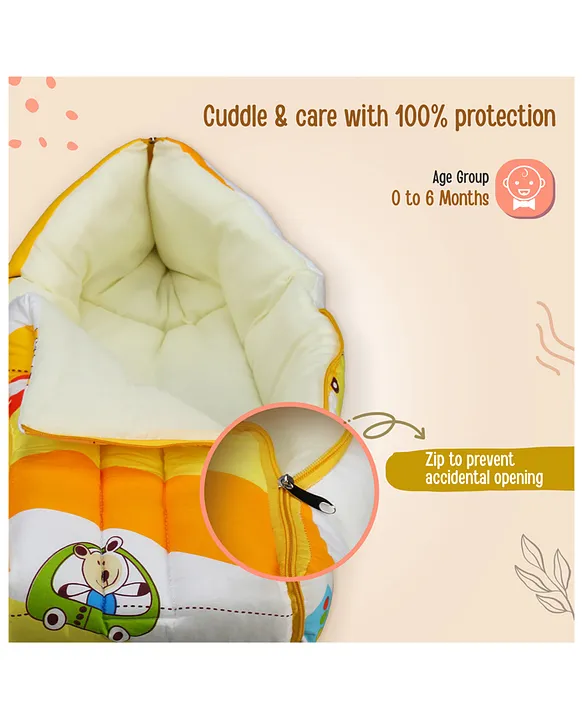 Bright Yellow and Cream Baby Sleeping Bag with Hood  and Zip