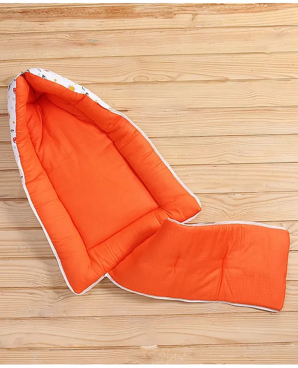 White and Orange Baby Sleeping Bag with Hood  and Zip