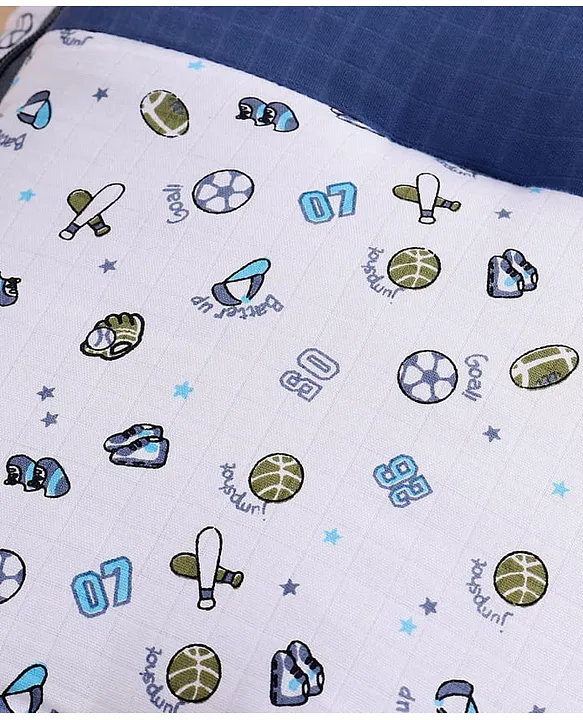 Blue and White Baby Sleeping Bag with Hood  and Zip
