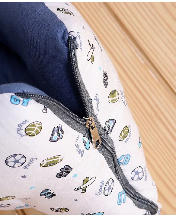 Blue and White Baby Sleeping Bag with Hood  and Zip