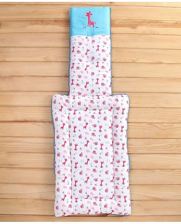 White and Light Blue Cotton Baby Sleeping Bag with Hood and Zip
