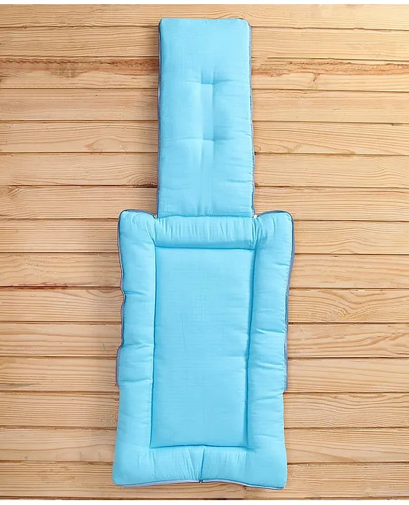 White and Light Blue Cotton Baby Sleeping Bag with Hood and Zip