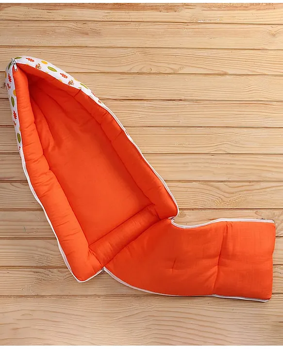 White and Orange Cotton Baby Sleeping Bag with Hood and Zip