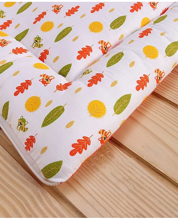White and Orange Cotton Baby Sleeping Bag with Hood and Zip