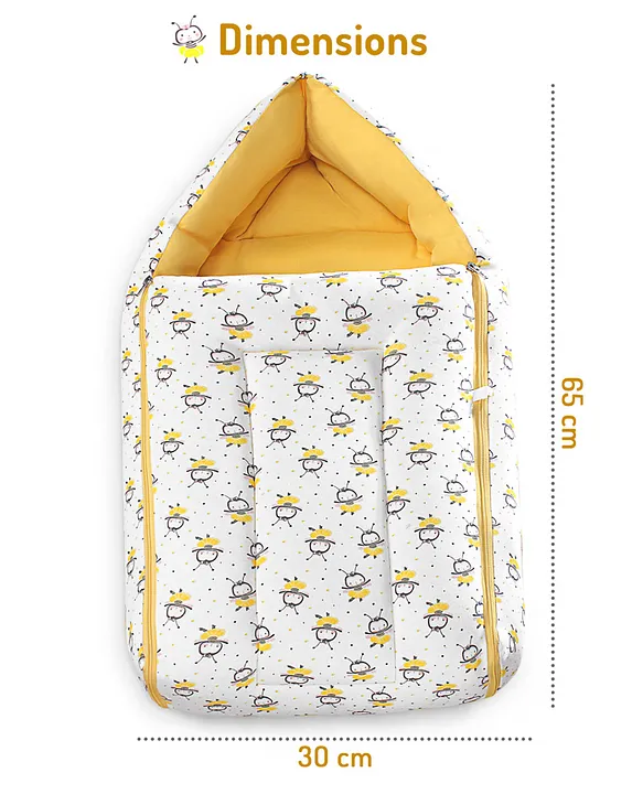 White and Yellow Baby Sleeping Bag with Hood  and Zip