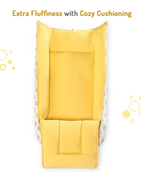 White and Yellow Baby Sleeping Bag with Hood  and Zip