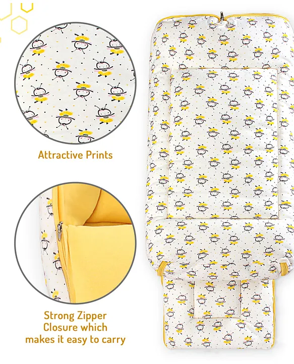 White and Yellow Baby Sleeping Bag with Hood  and Zip