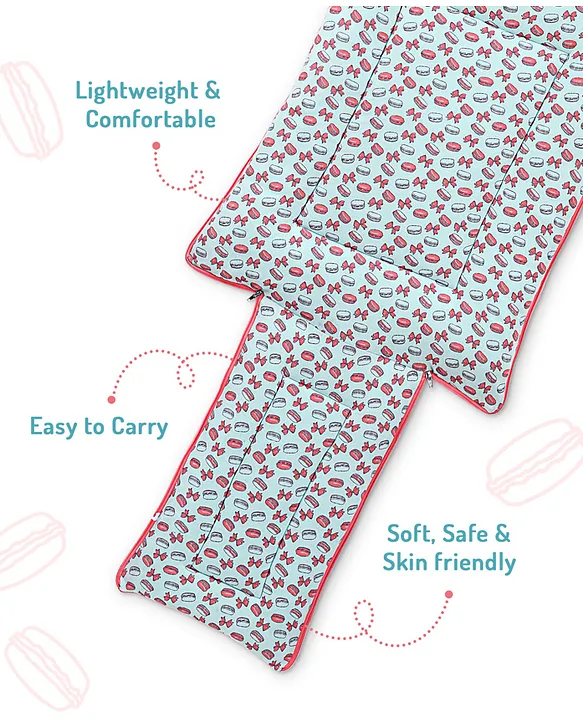 Light Blue and Coral Baby Sleeping Bag with Hood  and Zip
