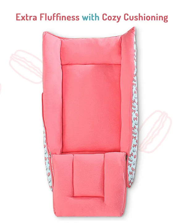 Light Blue and Coral Baby Sleeping Bag with Hood  and Zip