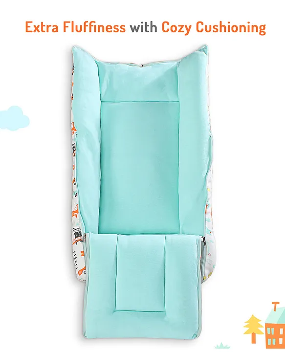 White and Mint Baby Sleeping Bag with Hood  and Zip