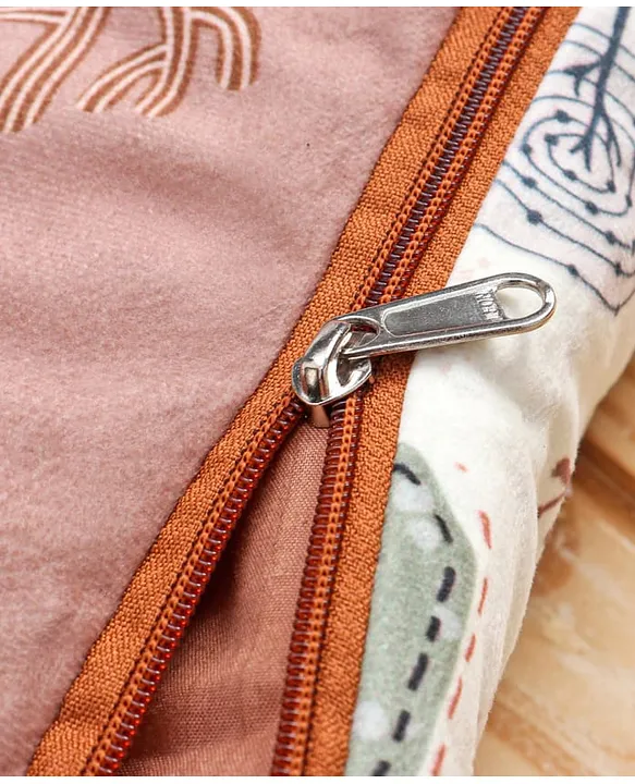 Cream and Dusty Rose Baby Sleeping Bag with Hood  and Zip
