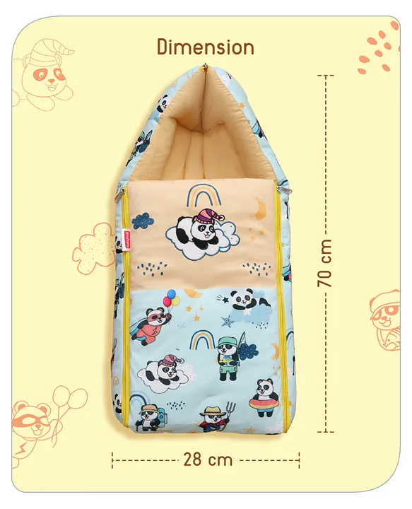 Light Blue and Cream Baby Sleeping Bag with Hood  and Zip