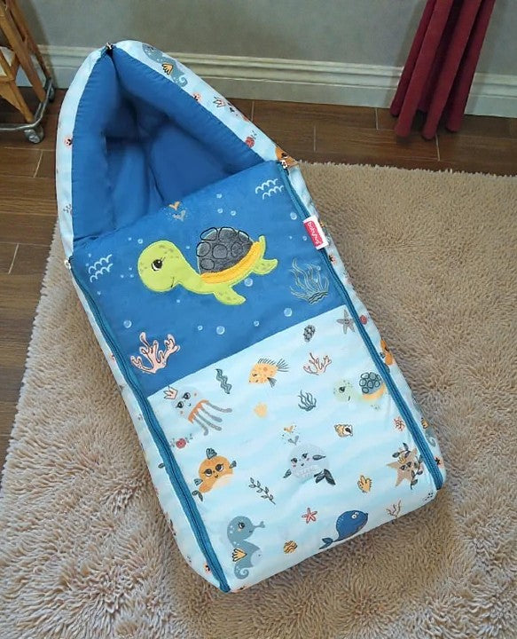 Blue and Light Blue Baby Sleeping Bag with Hood  and Zip