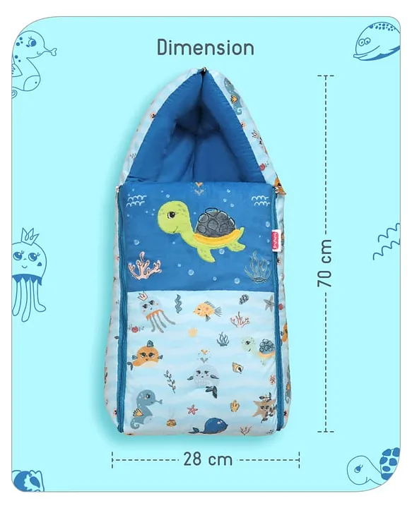 Blue and Light Blue Baby Sleeping Bag with Hood  and Zip