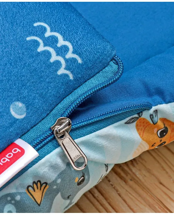 Blue and Light Blue Baby Sleeping Bag with Hood  and Zip