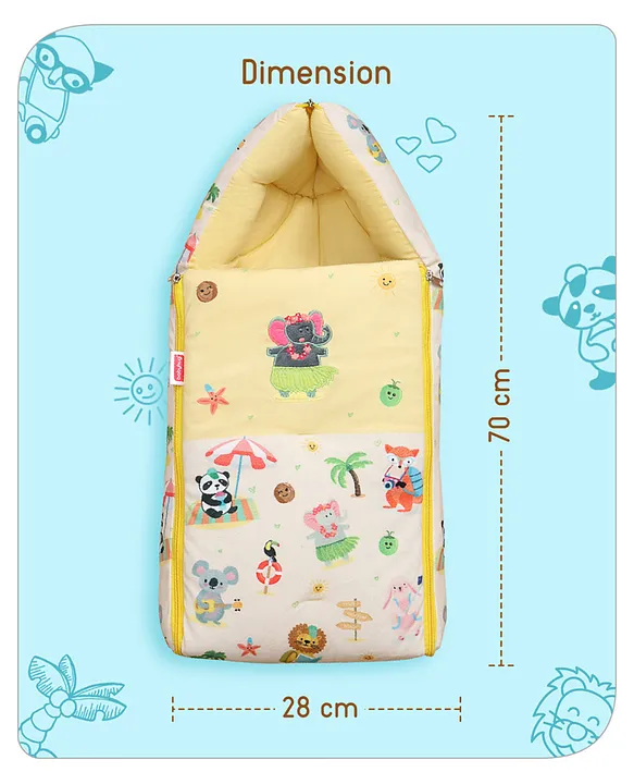 Cream and Yellow Baby Sleeping Bag with Hood  and Zip