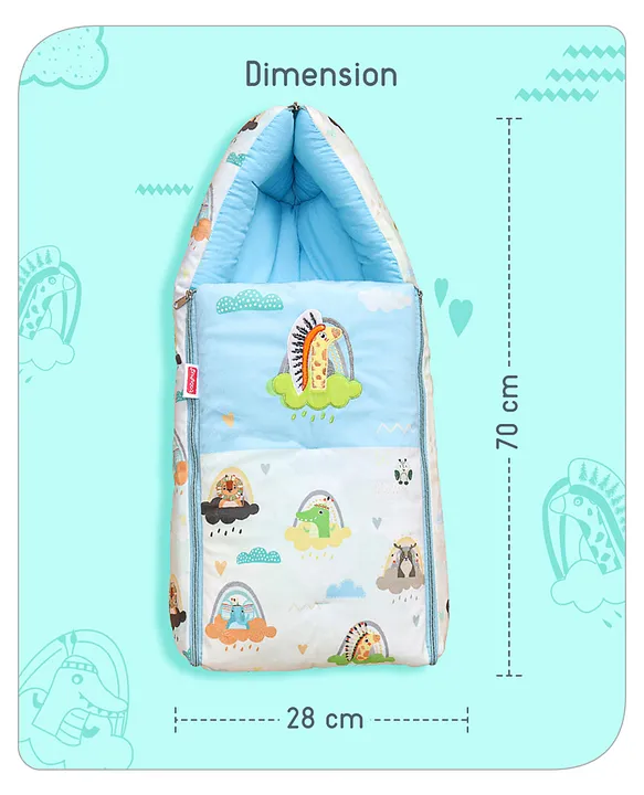 Light Blue and White Baby Sleeping Bag with Hood  and Zip