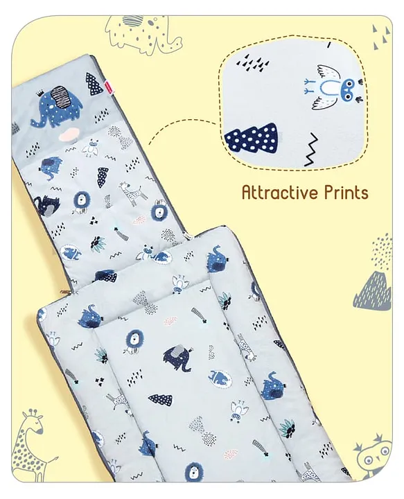 Light Blue-Grey Cotton Baby Sleeping Bag with Hood  and Zip