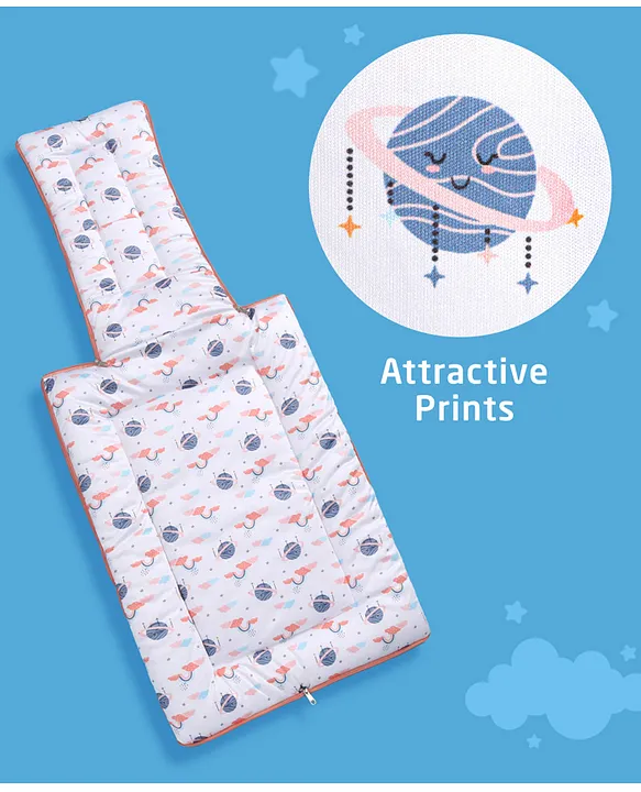 White and Orange Baby Sleeping Bag with Hood  and Zip