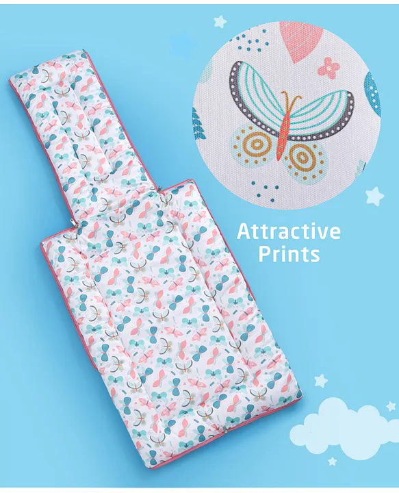 White and Pink Cotton Baby Sleeping Bag with Hood  and Zip