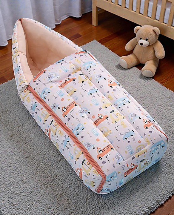 Pale Pink and Peach Baby Sleeping Bag with Hood  and Zip