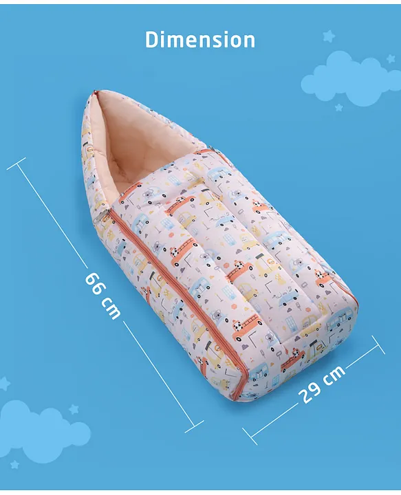 Pale Pink and Peach Baby Sleeping Bag with Hood  and Zip