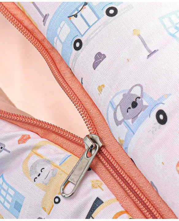 Pale Pink and Peach Baby Sleeping Bag with Hood  and Zip
