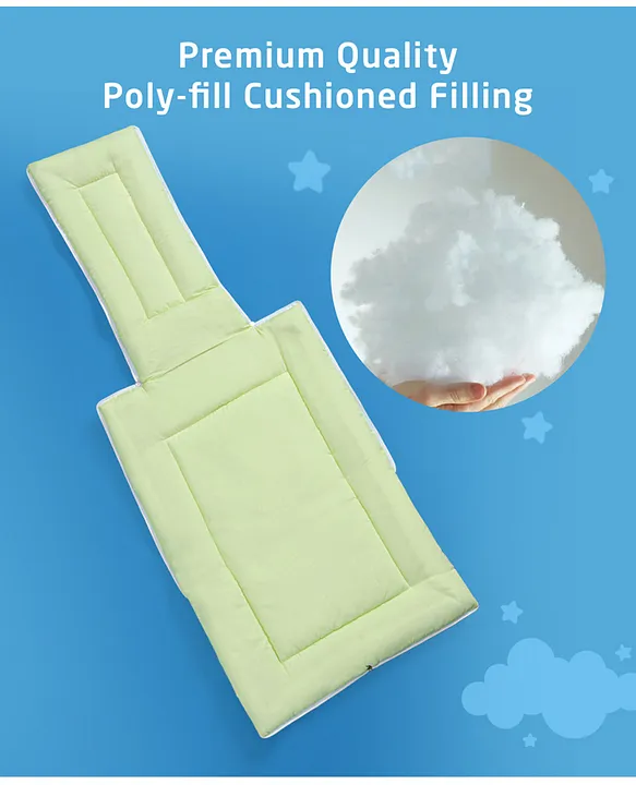 Cream and Light Green Cotton Baby Sleeping Bag with Hood  and Zip