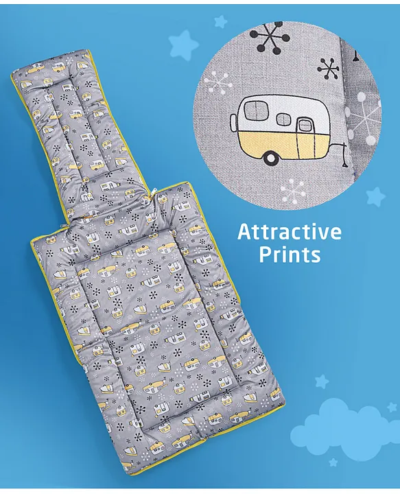 Grey and Pale Yellow Baby Sleeping Bag with Hood  and Zip