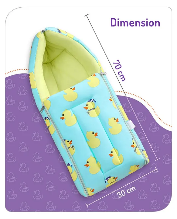 Light Blue and Pale Green Baby Sleeping Bag with Hood  and Zip