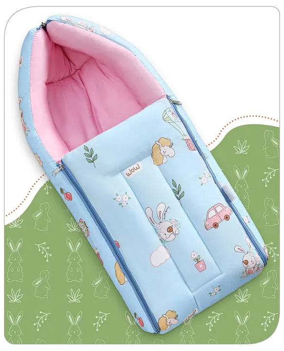 Light Blue and Pink Baby Sleeping Bag with Hood  and Zip