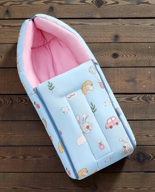 Light Blue and Pink Baby Sleeping Bag with Hood  and Zip