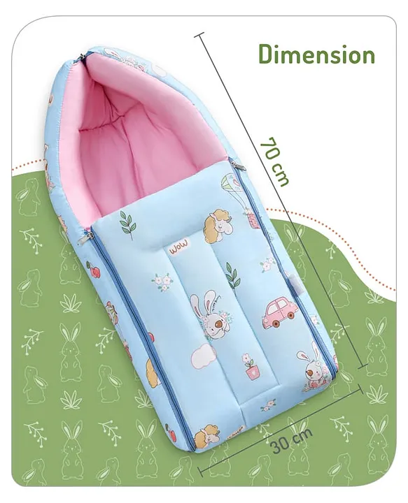 Light Blue and Pink Baby Sleeping Bag with Hood  and Zip