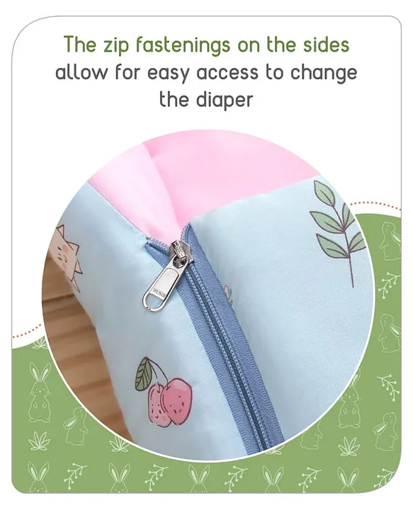 Light Blue and Pink Baby Sleeping Bag with Hood  and Zip