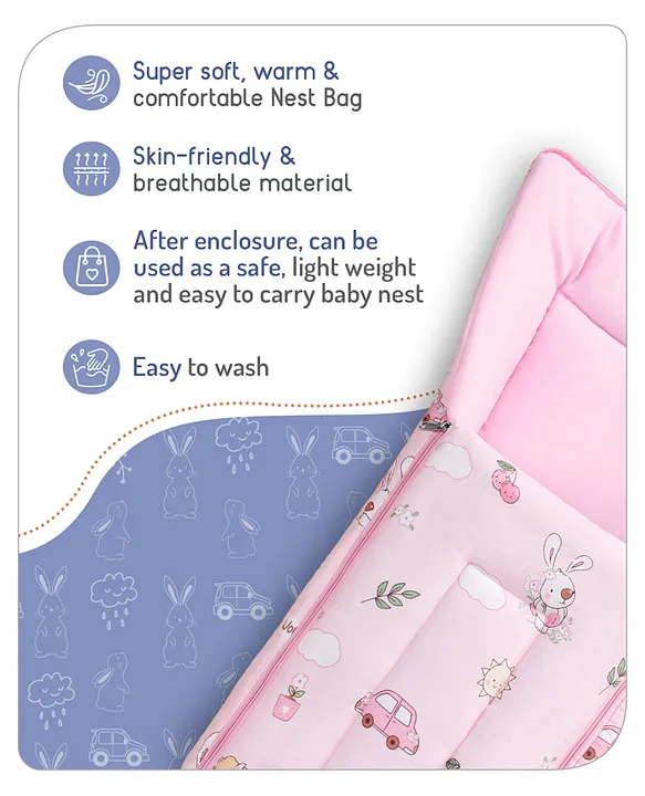 Pink Baby Sleeping Bag with Hood  and Zip