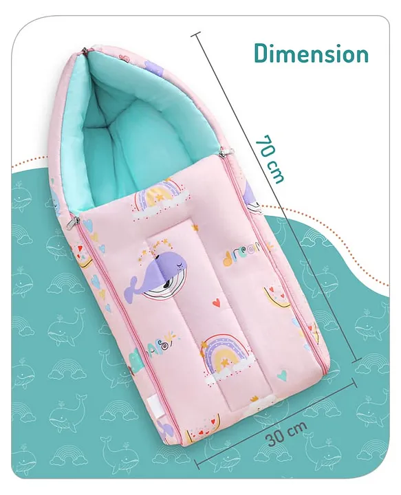 Pink Cotton Baby Sleeping Bag with Hood  and Zip