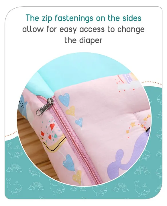 Pink Cotton Baby Sleeping Bag with Hood  and Zip